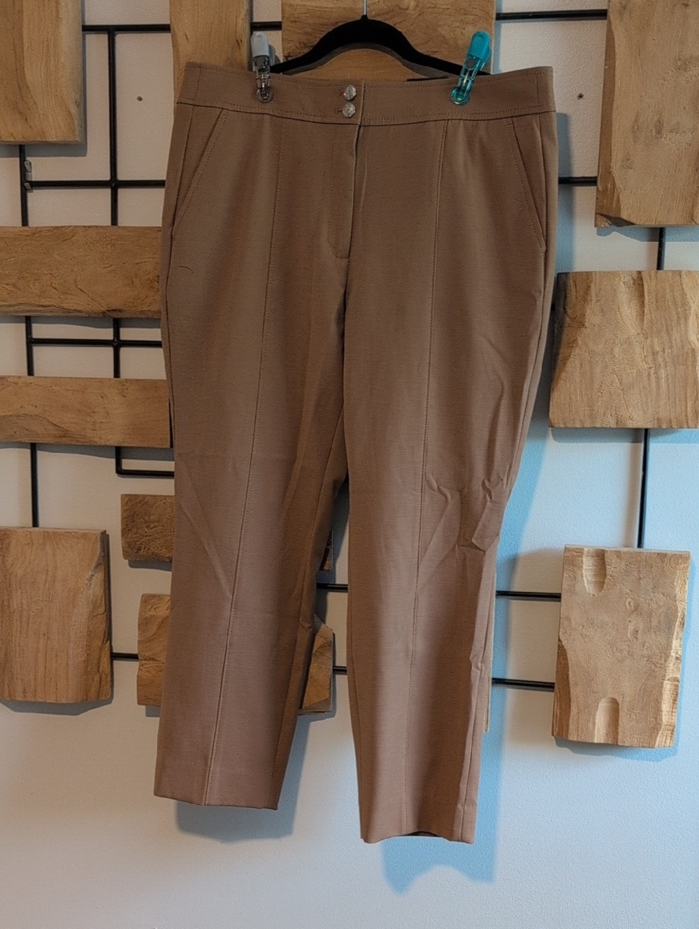 White House Black Market Straight High-Rise Pants in Camel Brown